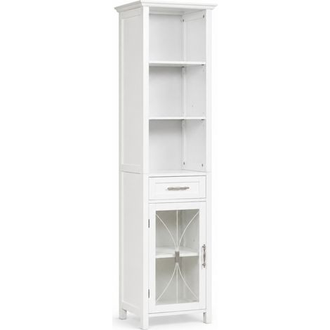 Teamson Home Delaney Bathroom Wooden Multi Functional Linen Cabinet White 7978 With Drawer and Open Shelves (1/5)