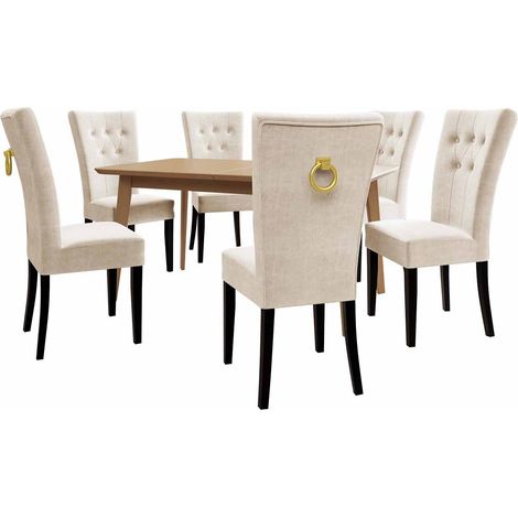 Salle à manger complète Racine 144, Noir + Magic Velvet 2250, 76x80x140cm, Diamètre: 0, Nombre de chaises: 6, Style: Classiquemoderne
