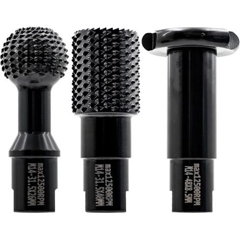 3pcs Woodworking Carving Rasp Drill Bits, DIY Engraving Grinding Milling Router Head Rotary Rasp File Burr for Wood Plastic Carving
