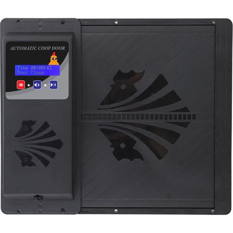 Automatic Solar-Powered Chicken Coop Door, Electric Chicken Coop Door Opener with Anti-Pinch Design, LED Display, Timer, Black (1/4)