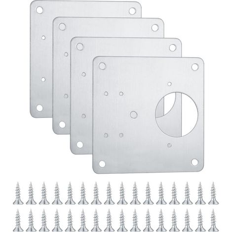 Pcs Charnières Supports De Réparation, Charnières En Acier Inoxydable Plaques De Réparation Avec Trous, Placards De Cuisine Armoires (1/5)