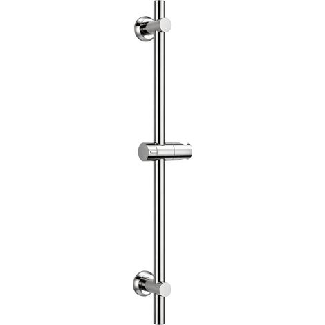 Görbach Barre de douche inox 70 cm, installation sans reperçage, support de douchette réglable, fixation murale adaptable aux trous existants, chromée (1/5)
