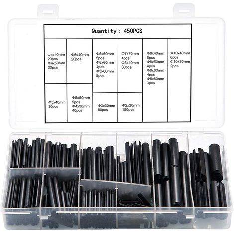 450pcs Kit D’assortiment D’épingles à Ressort Fendue en Acier Inoxydable, Broches Fendue de Rouleau de Tension de Cheville de Ressort (1/5)