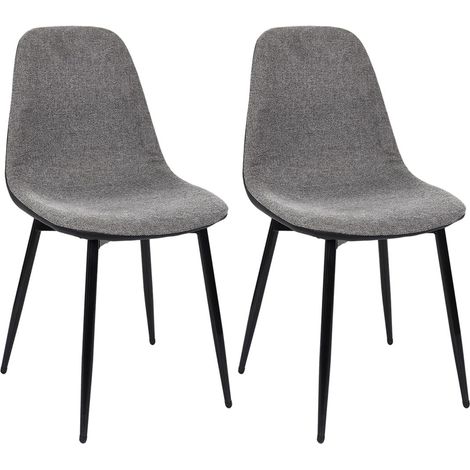 PIAGA - Lot de 2 Chaises Tissu Noir et Gris Chiné (1/5)