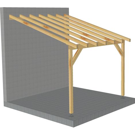 Toit de terrasse 3x3 – Tuilable pente 30% – Bois massif – Conception pour installation facile – Sections robustes en bois dur – Jardinatoire (1/5)