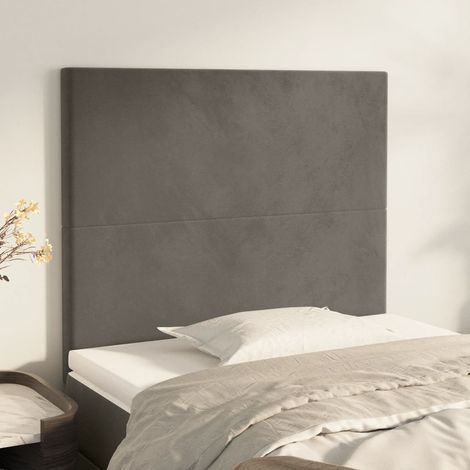 2 pcs Têtes de lit pour lit adulte, Tableau décoratif de chevet Gris foncé 80x5x78/88 cm Velours SDG76290 (1/5)