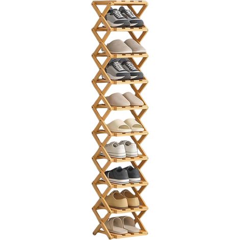 Porte-Chaussures Haut En Bois à Grande Capacité Économiseur d'Espace  Porte-Chaussures en Bois Organisateur Haut pour Maison Entrée Couloir Chambre Salon Placard Dortoir Baskets (1/5)