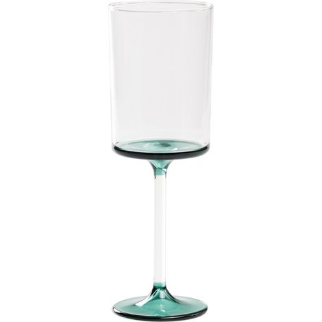 Discobolo Set De 4 Verres À Vin Blanc En Verre Borosilicaté Soufflé À La Main, Capacité 31 Cl, Couleur Transparente Avec Fond Vert Lac Élégant (1/3)