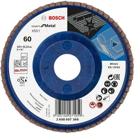 Bosch Fächerschleifscheibe Expert for Metal 125 22,23 60 gerade Kunststoffteller - 2608607366 (1/4)