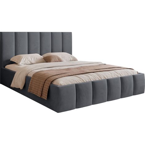 Selsey Sarafino - Polsterbett 160x200 cm, mit Bettkasten und Lattenrost, dunkelgrau (1/4)