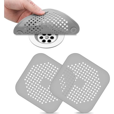 2 Filtres de drain en silicone avec ventouse, anti-colmatage cheveux et saletés, pour évier, douche et baignoire. (1/5)