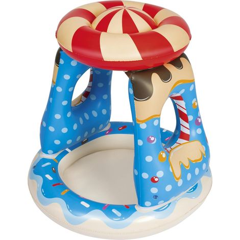 Mini pataugeoire gonflable pour bébés avec protection UV et pare-soleil. (1/3)