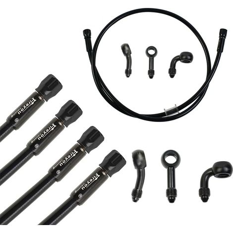 Tressé CNC pour Conduite de Frein Moto 400-2400 mm, Raccord AN3, Embrayage Hydraulique, Liquide Frein DOT - Quad, Moto Tout-Terrain, Raccords Banjo Amovibles (500mm) (1/5)