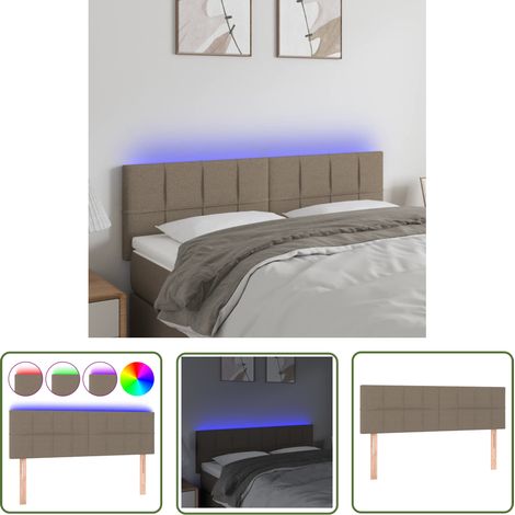 Furniture Limited - Tête de lit à LED Taupe 144x5x78/88 cm Tissu (1/5)
