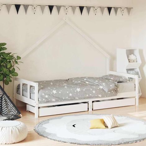 vidaXL Estructura cama niños con cajones madera pino blanco 90x200 cm (1/5)