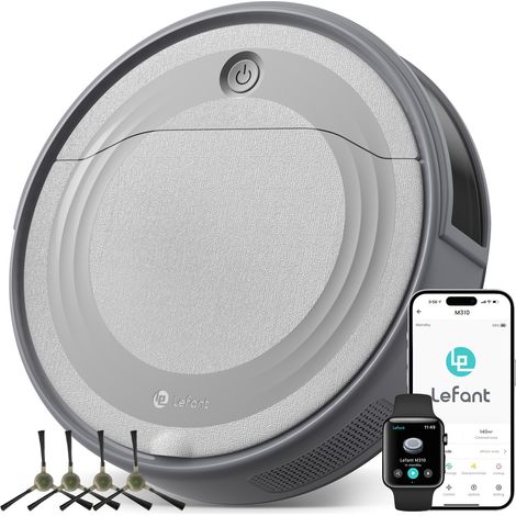 Lefant M310 Saugroboter, 4.500 Pa Saugkraft, Präzise Navigation, 150 min Laufzeit, HEPA-Filter, App- & Sprachsteuerung, Ideal für Tierhaare, Teppiche & Hartböden, Grau