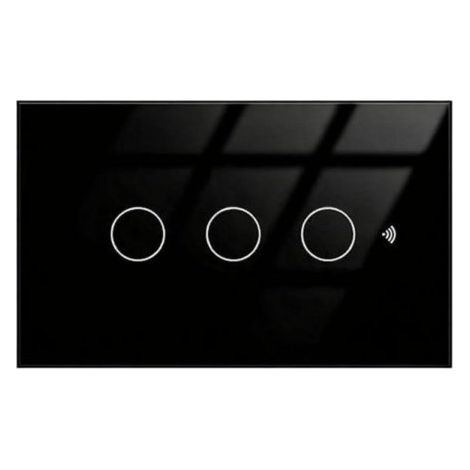 Interruttore Da Incasso Scatola 503, Touch Nero, WIFI 2.4G Matter, TUYA, Smart Life,Apple Home, Google Home, Alexa, SmartThings, 10A, AC 90-250V, 50/60HZ, 120X72X38mm, IP20,Disponibili 1,2,3 Tasti (3