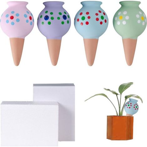 Sistema di autoirrigazione per piante da usare in vacanza, con 4 coni in terracotta (1/5)