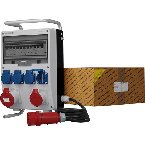 Tableau électrique de chantier sur pied avec câble TD-S/FI SKHU 32 A 16 A 4x230 V Schuko Doktorvolt DV-9368-D (1/5)