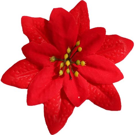 GARRYFIZH Décoration de sapin de Noël en tissu avec fleurs artificielles rouges, poudrées, 13 cm (1/5)
