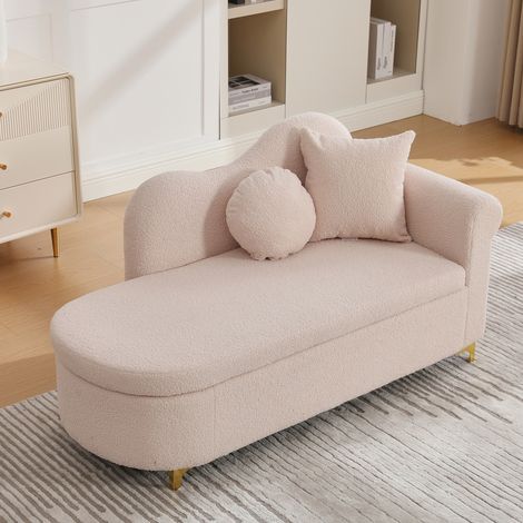 Fauteuil multifonctionnel avec rangement, 134 cm, design moderne, dossier ondulé, avec coussins lombaire et cervical,rose (1/5)