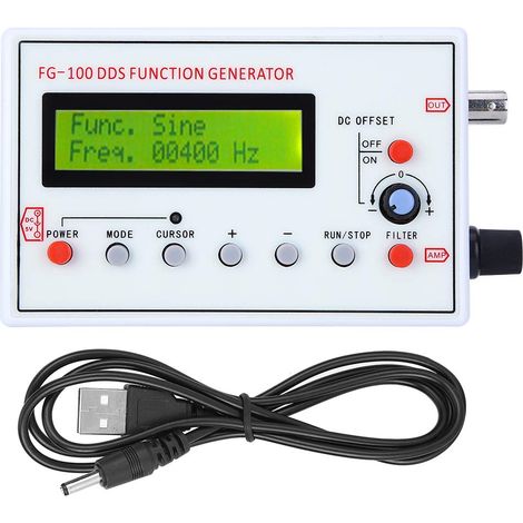 Ej.Life – Générateur de signal fonctionnel DDS 1Hz-500kHz – Sorties sinusoïdale, carrée, triangulaire – Amplitude ±10V – Pour tests électroniques - USB 1 HZ (1/5)