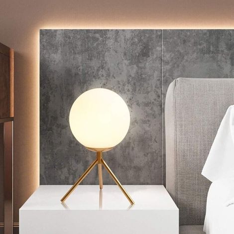 Lampada Da Tavolo 1 Sfera In Vetro Lume Supporto Treppiedi Abat Jour Bronzo D35 (1/4)