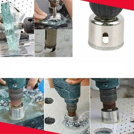 Kit de 15 forets diamantés robustes plaqués fer pour verre et céramique, de 6 à 50 mm. (1/5)