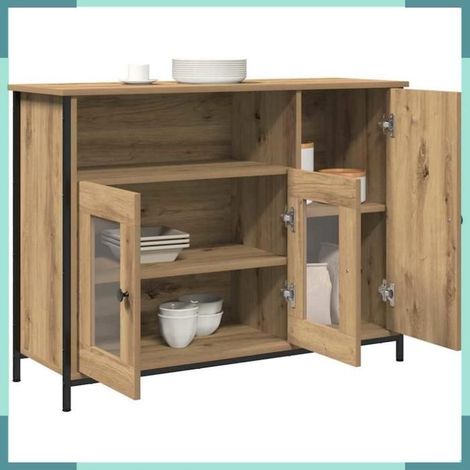 Buffet - 869092 - Chêne artisanal - 3 portes - Grand espace de stockage (1/5)