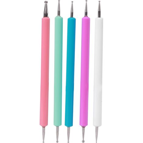 Lot de 5 pinceaux à double pointe acrylique pour pose de strass, outils DIY de peinture à points portables (1/5)