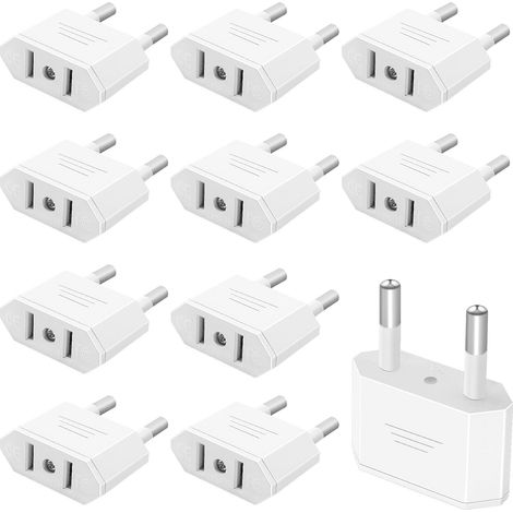Adaptador de enchufe de EE. UU. a Francia y Europa (20 unidades), adaptador de viaje universal de EE. UU. a Francia y la UE, adaptador de enchufe de EE. UU., América, China y Canadá para viajes de EE. (1/5)