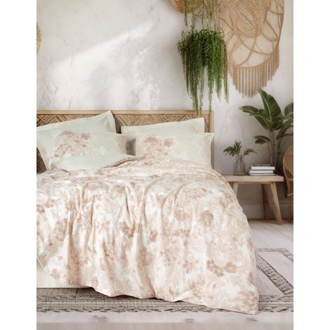 Funda nórdica, funda nórdica, ropa de cama Set 100% Algodón Beige (1/2)