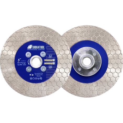 Disque de découpe en diamant, diamètre 125 mm, connexion à bride M14, 2 pièces (1/2)