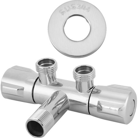 Valve d'angle de sortie à Double interrupteur en cuivre, robinet de douche de Bidet de toilette, accessoires de salle de bains G1/2 (1/5)