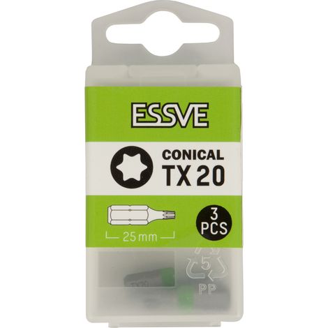 Punte coniche Torx ESSVE TX20 per cacciavite, 25 mm, 3 pezzi (1/2)