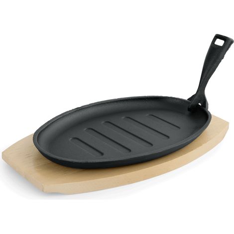 Poêle de service fonte et support bois 27 x 17,5 cm H 2 cm IRON DINING - Was Germany