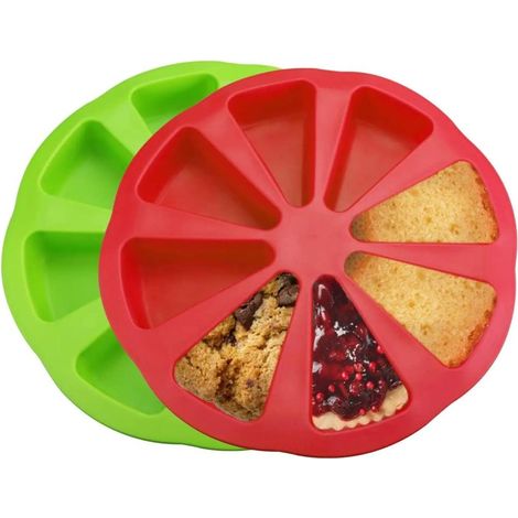 Molde de silicona de dos piezas para hornear, molde para pasteles de 8 cavidades, forma triangular - rojo - verde (1/4)
