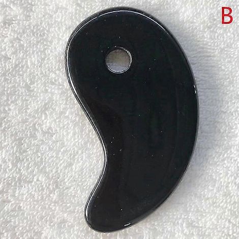 Gua Sha Gouache-Schaber aus natürlichem Jade-Harz für Gesicht und Körper – Hautstraffung, Faltenreduzierung, Schönheits- und Spa-Pflegewerkzeug – Schwarz-B (1/5)