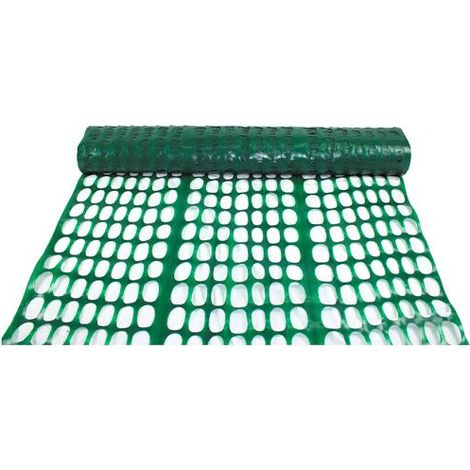 Rete da cantiere estrusa in HDPE a maglia ovoidale dotata di bordi e fascia centrale antistrappo verde Modello - 120 cm x 50 MT