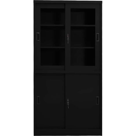 Maison Exclusive - Büroschrank mit Schiebetür Schwarz 90x40x180 c (1/5)