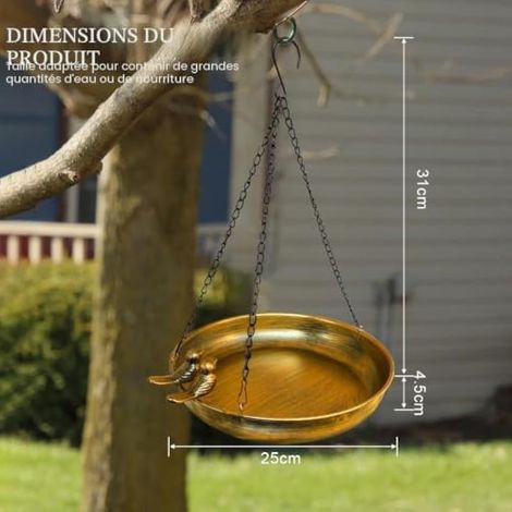 Mangeoire suspendue d'extérieur, abreuvoir pour oiseaux pour balcon et jardin, en fonte. (1/4)