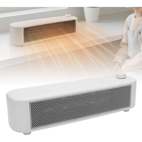 Mini radiador PTC portátil, 500 W, 2 niveles de temperatura, calentamiento rápido, ideal para oficina o salón, con protección contra quemaduras, enchufe europeo, hierro, gris, 300 x 82 x 88 mm (1/5)