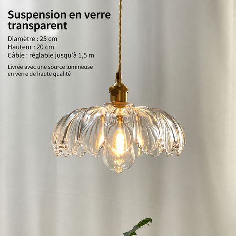 Suspension tout en cuivre verre transparent Luminaire Vintage Rétro LED Lumière Chaude 3 kg – Livraison gratuite