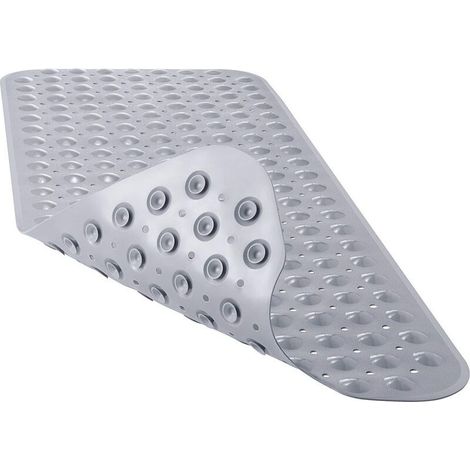 Tapis de douche pour baignoire 40 x 16 pouces, antidérapant et extra large, tapis de baignoire avec ventouses, tapis de salle de bain lavable en machine avec trous de drainage, gris (1/5)