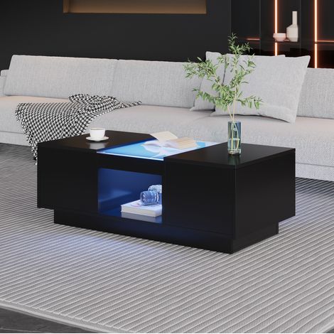 Mesa centro con LED y 2 cajones 100x50 cm OKMYHOME (1/5)