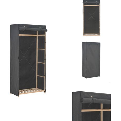 Garde-robe Gris 79 x 40 x 170 cm Tissu - Armoire Tissu - Armoire Rangements - Dressing Tissu - Meuble Rangement - Placard Suspendu (1/5)