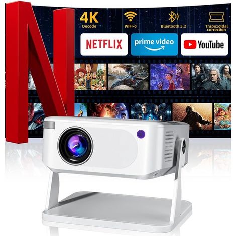 Miniproyector con WiFi 6 y Bluetooth 5.2，proyector portátil con soporte 4K，compatible con smartphone/TV stick/box/USB/HDMI (1/5)