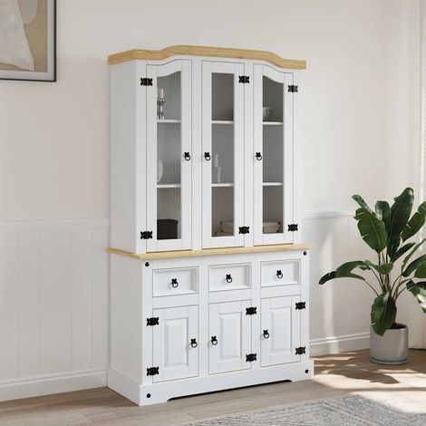 Aparador Corona madera maciza pino mexicano blanco 112x43x196cm vidaXL (1/5)