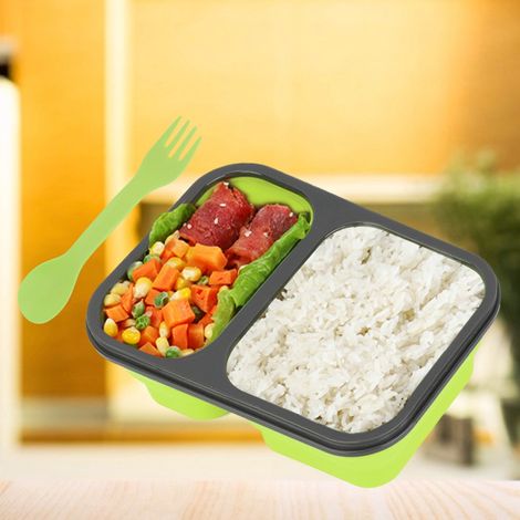 Boîte à lunch pliable portable en silicone de qualité alimentaire, récipient de conservation des aliments 1L (vert) (1/5)