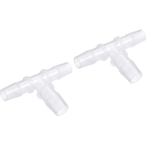 2 Paquet Barbillon Tuyau Raccords - 10x12x10mm OD Tee Plastique Tuyau Connecteurs Appliquer à Eau Carburant, Transparent (T Formé 3 Voie) (1/5)